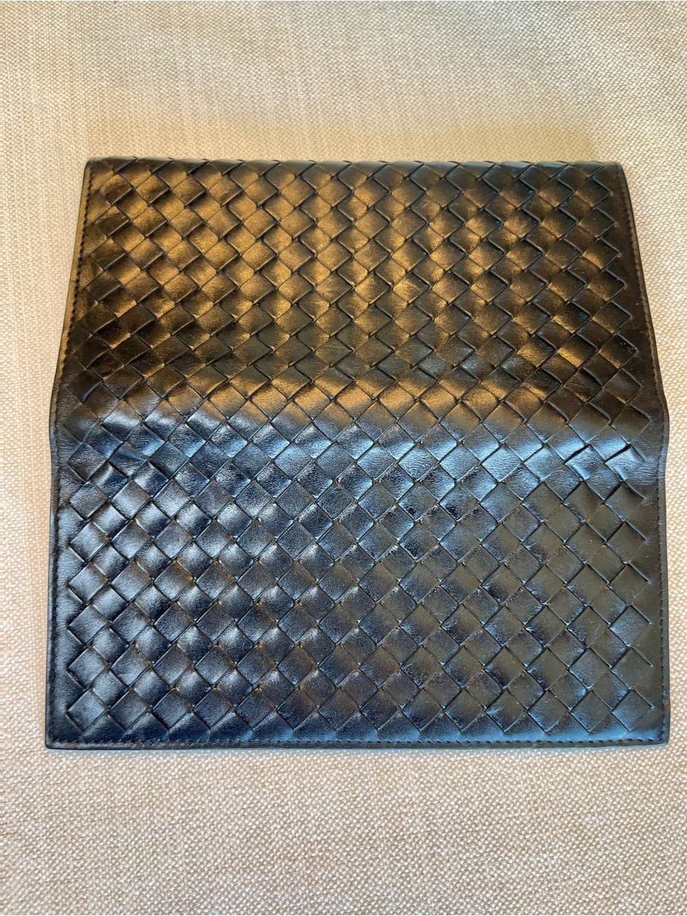EUC BOTTEGA VENETA INTRECCIATO CONTINENTAL LAMBSKIN LEATHER WALLET BLACK ITALY - Picture 4 of 16